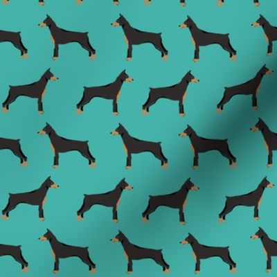 doberman dog fabric doberman pinscher turquoise fabric