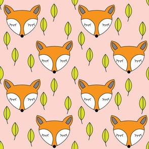 foxes-sleeping-and-leaves-on-soft-pink
