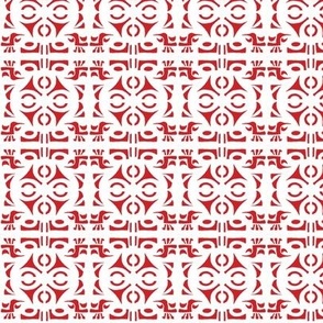 TRIBAL HORNS Red on White 