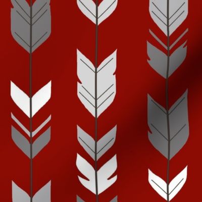 Arrow Feathers - Scarlet/Grey