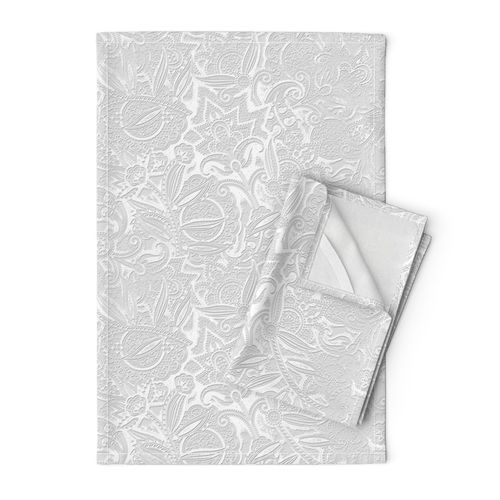 Embossed Paisley - White