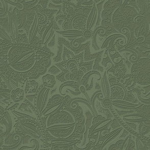 Embossed Paisley - Olive