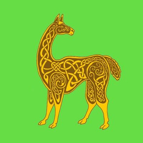 celtic llama gold on green