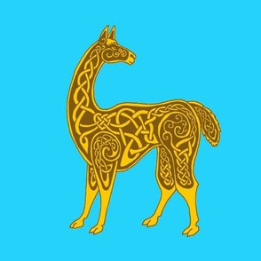 celtic llama gold on blue