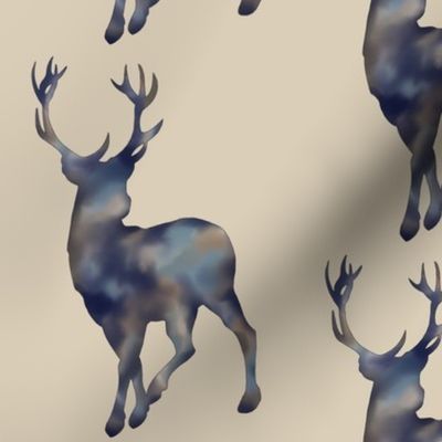 Painted Deer- Navy/Tan Mottled