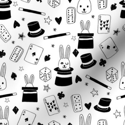magic show // cute magic design black and white kids design andrea lauren fabric black and white dominoes cards rabbits