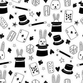 magic show // cute magic design black and white kids design andrea lauren fabric black and white dominoes cards rabbits