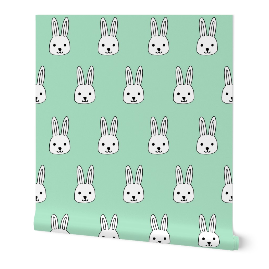white rabbits // mint rabbit bunny easter mint pastel fabrics