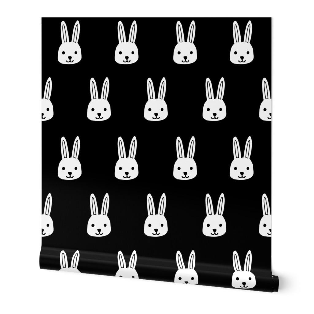 white rabbits // black white rabbit black and white rabbit bunnies fabric andrea lauren design