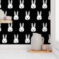 white rabbits // black white rabbit black and white rabbit bunnies fabric andrea lauren design