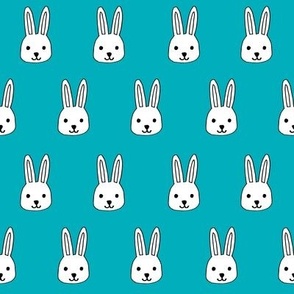 white rabbit // turquoise rabbits bunnies cute bunny head simple rabbit easter fabric