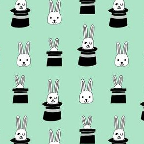 rabbit in a hat // mint cute rabbit fabric magic show magician fabric andrea lauren design