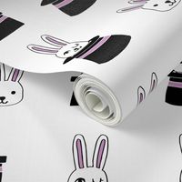 rabbit in a hat // white and purple pastel magic fabric magic show design magician fabric easter