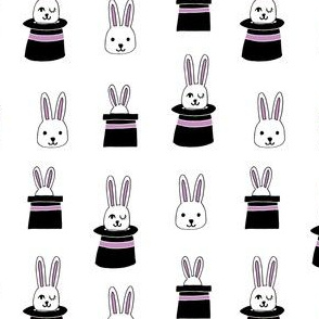 rabbit in a hat // white and purple pastel magic fabric magic show design magician fabric easter