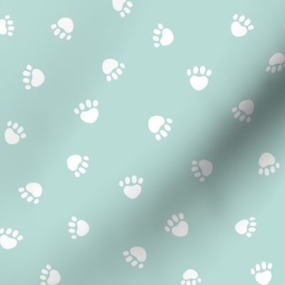 paws prints // light mint paw dog paws fabric cute dog design