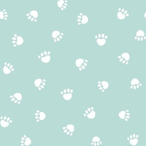 paws prints // light mint paw dog paws fabric cute dog design