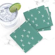 Crosses stars white on Aqua green