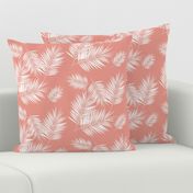 Palm leaf - white on coral Palm leaves Palm tree tropical summer || by sunny afternoon