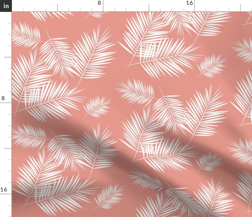 Palm leaf - white on coral Palm leaves Palm tree tropical summer || by sunny afternoon