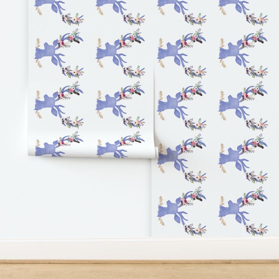 Purple Floral Deer - Fat Quarter