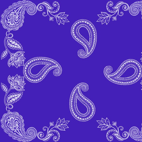 White Paisley on Cobalt