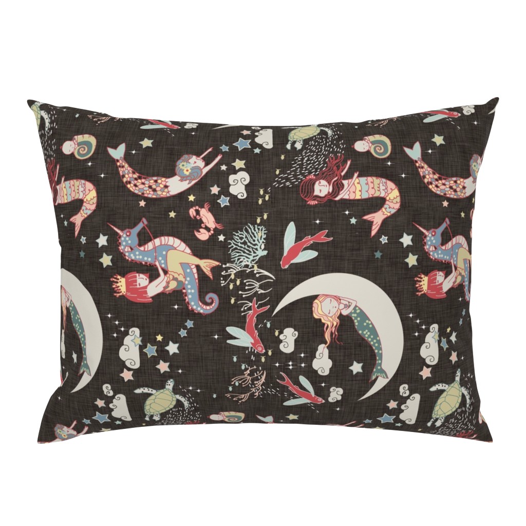 Mermaid Lullaby (LARGE) black linen RAILROAD