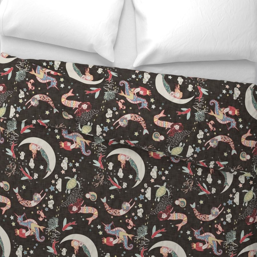 Mermaid Lullaby (LARGE) black linen RAILROAD