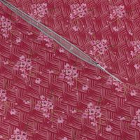 17-04E Vintage Antique Quilt || Cherry Blossom Floral Red Waves _ Miss Chiff Designs