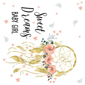 Sweet Dreams Baby Girl Dream Catcher Quote in Gold