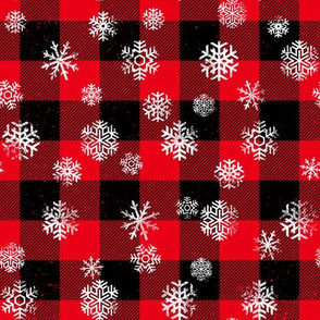 Buffalo Plaid Snowflakes Black Red