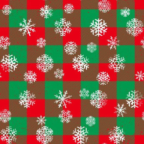 Christmas Buffalo Plaid Snowflakes Red Green