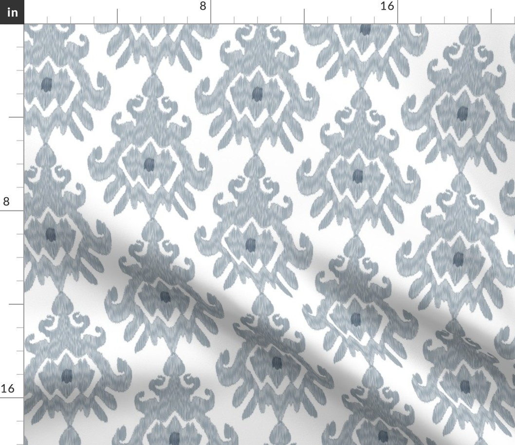 17-11N Large Ikat Slate Blue Gray Grey White Ethnic Tribal Modern Indigo _ Miss Chiff Designs