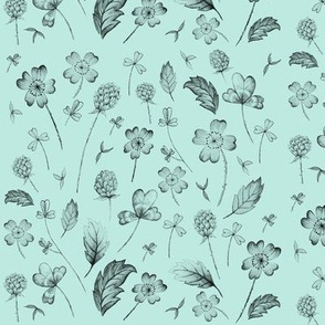 Wildflower Monochrome Eggshell Blue // large