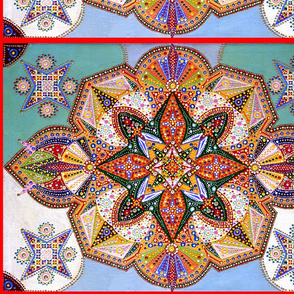 Kaleidoscope folk art tribal abstract geometrical patterns colorful rainbow