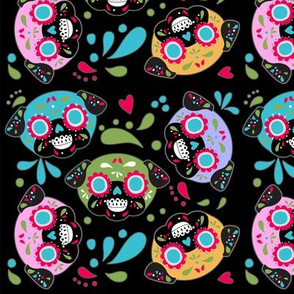 Pug Sugar Skulls Colorful Pattern