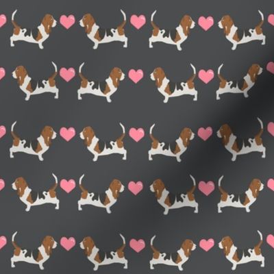 basset hound love fabric cute valentines hearts dog fabric best basset hound design