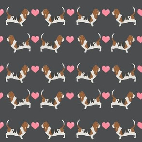 basset hound love fabric cute valentines hearts dog fabric best basset hound design