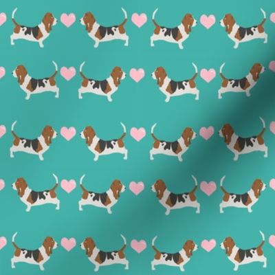 basset hound love fabric cute valentines hearts dog fabric best basset hound design