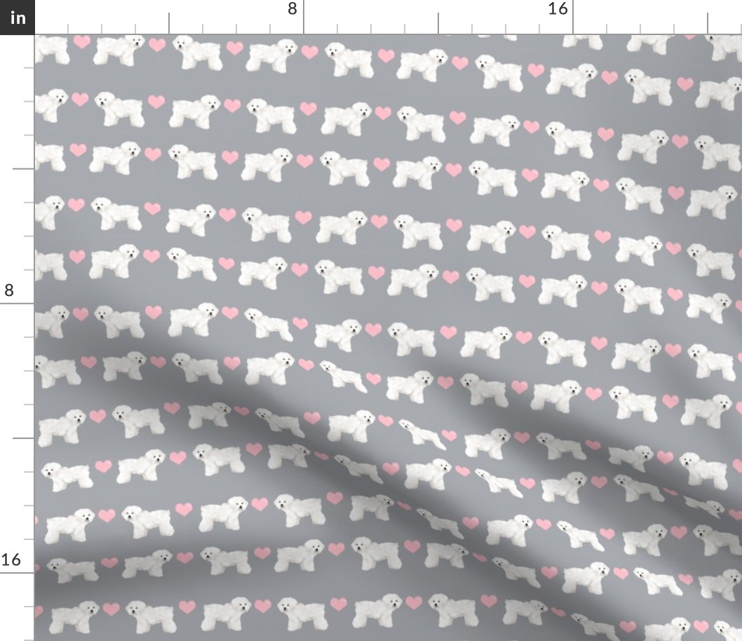 bichon frise love fabric cute valentines hearts dog fabric best bichon frise design