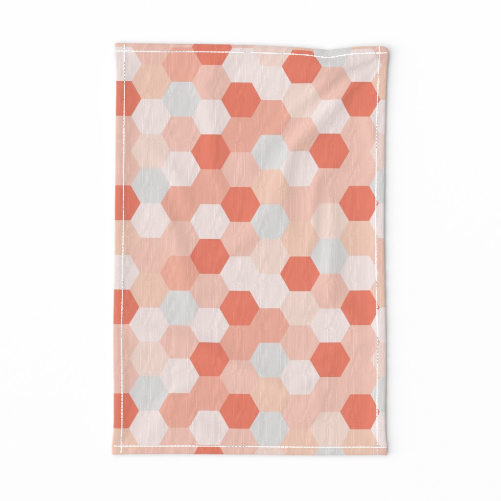 mermaid hexagons // coral + pink