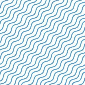 Carolina Blue and White Diagonal Wavy Good Vibes BoHo Hawaiian Stripe