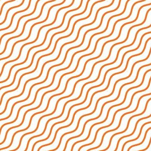 Stripes Orange and White Diagonal Wavy Good Vibes BoHo Hawaiian Stripe