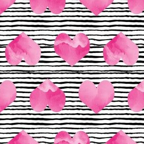 watercolor hearts and stripes girls pink hearts cute valentines love design
