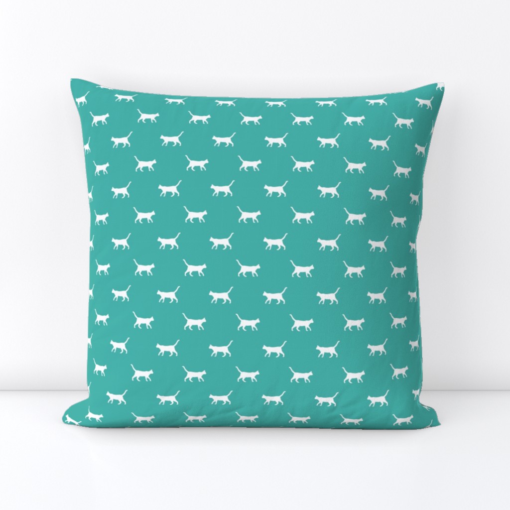 turquoise cat silhouette fabric best cats design kitten fabric cats fabric cat silhouette design