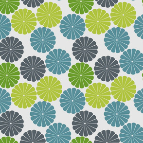 Citrus-slice motifs in lime, teal, and grey for a fresh, playful vibe.