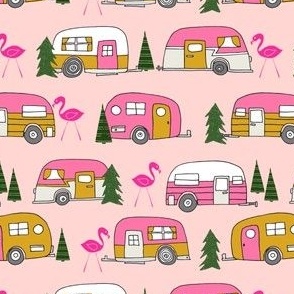 vintage camper // pink vintage retro camper van cute retro design camping camper van retro camper