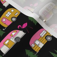 vintage camper // pink and yellow retro camper van retro flamingo trailer design andrea lauren fabric