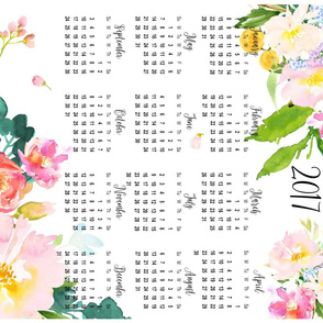 2017 Floral Calendar - Fat Quarter 21"x18" 