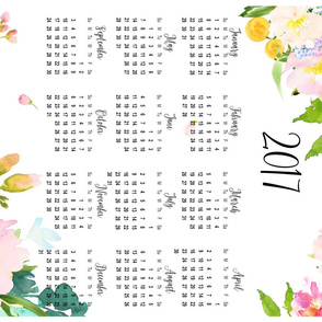 2017 Floral Calendar - 27"x18" Fat Quarter