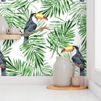 Palm leaves and Toucan